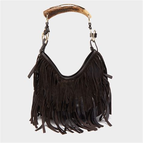 Saint Laurent YSL Medium Fringe Suede Top.